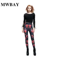 MWBAY бренд для женщин вина любовь печати леггинсы черный персик кожи мягкие брюки для девочек мультфильм Хэллоуин одежда друг подарок