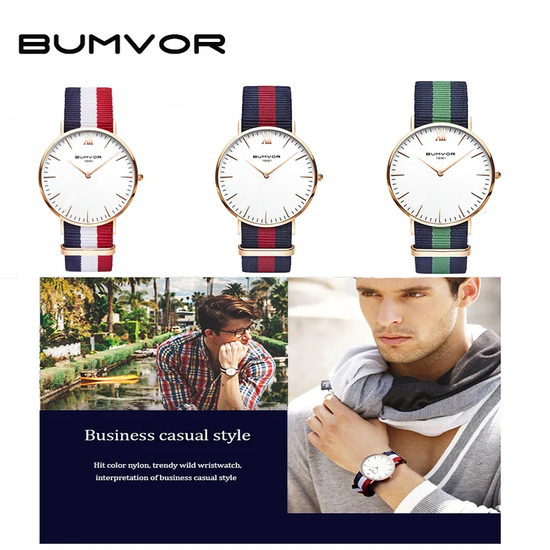 

BUMVOR 2018 Watches Women Fashion Watch Unisex Watches Rose Gold Silver Lady Clock Men Similar to DW watches