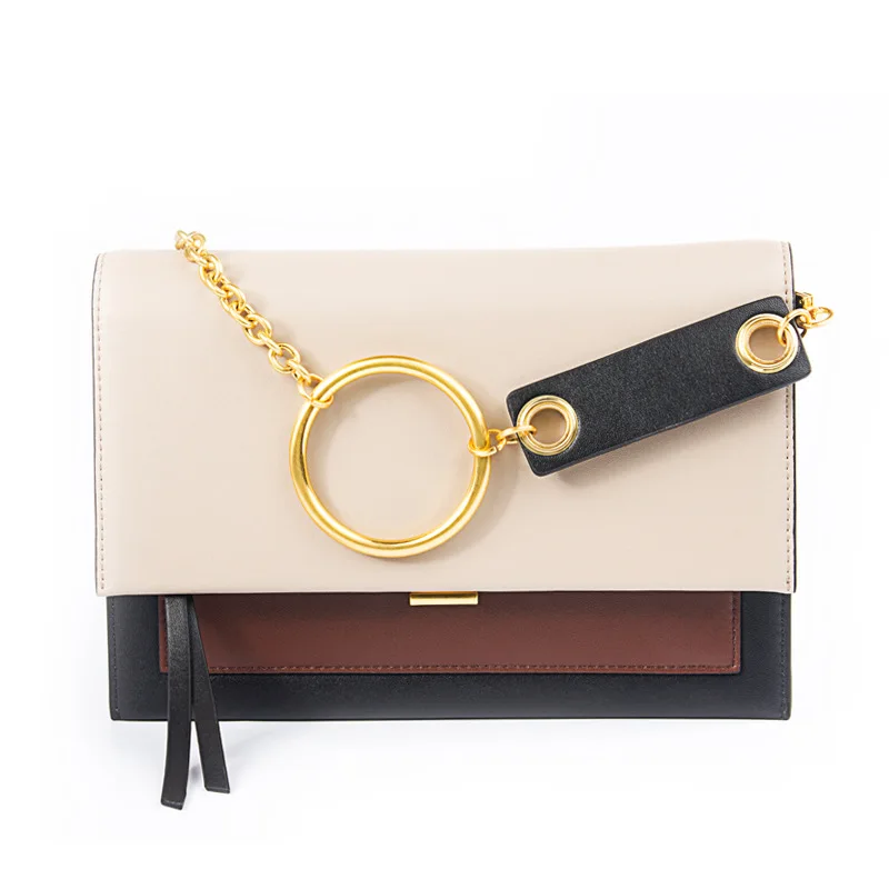 

Circularity Chain Design Luxurious Envelope Bag Utra Thin Women Shoulder Bag Cowhide Leather Female Crossbody Bag Purse