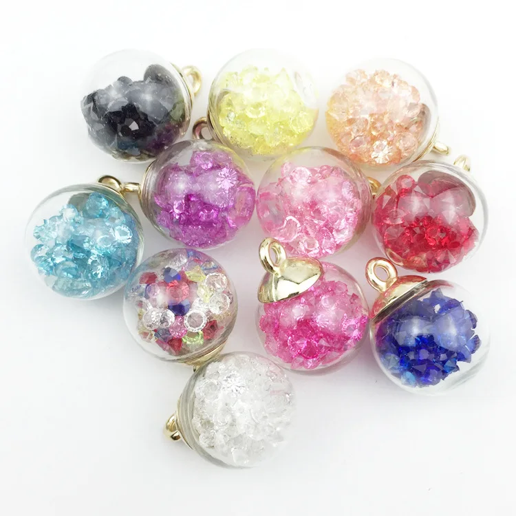 Colorful Rhinestone Crystal Glass Ball Pendants Charms For Jewelry