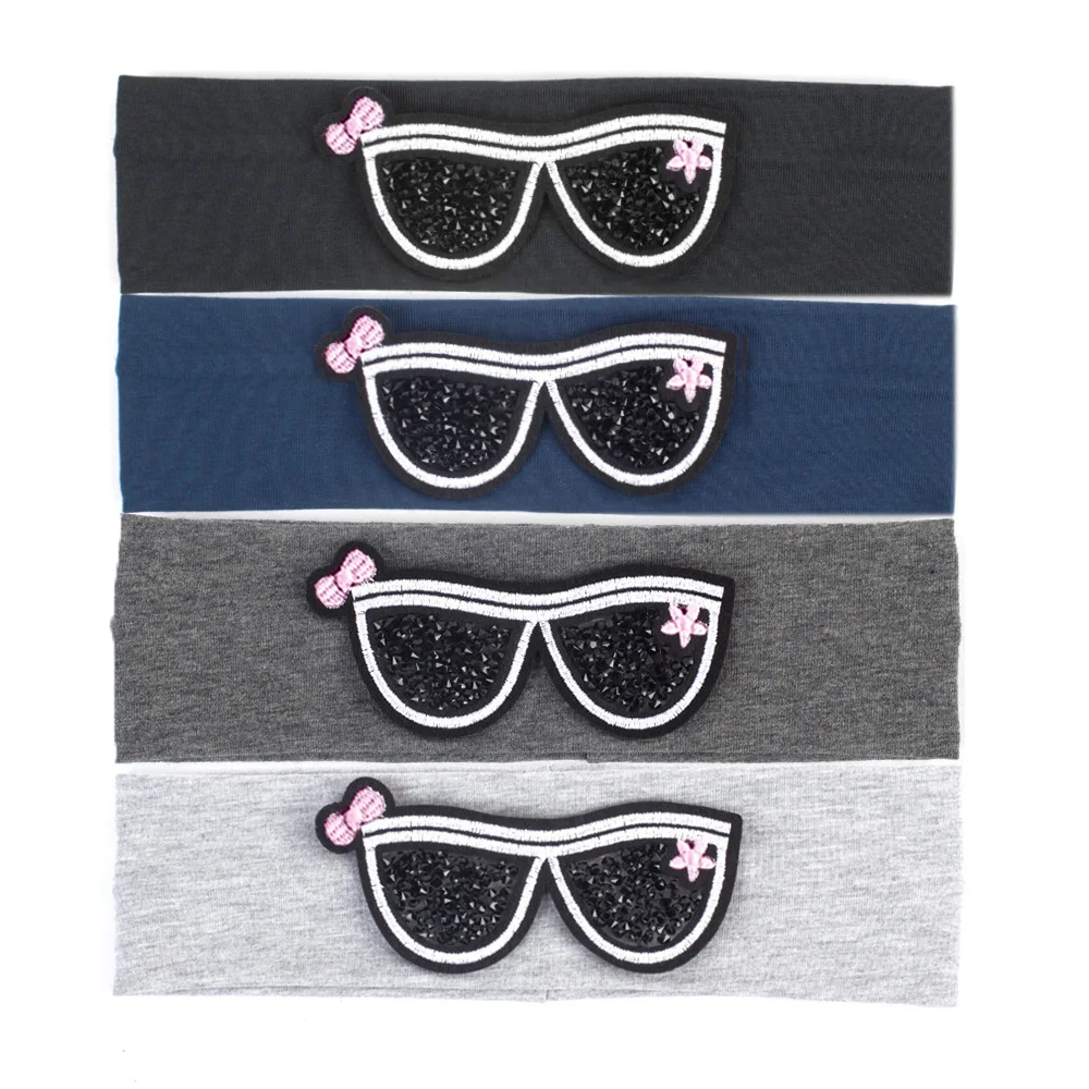 Geebro/детские солнцезащитные очки, повязка на голову, милые стразы, очки, гладкие повязки на голову для девочек, хлопковая головная эластичная повязка для малышей