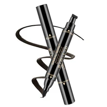 Черная Подводка для макияжа глаз с двойной головкой, печать в виде крыла, водостойкая жидкая подводка для глаз, карандаш для женщин, косметический инструмент, 1 шт