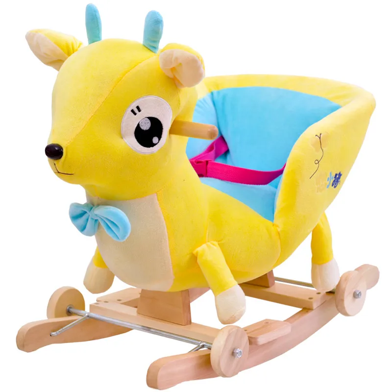 kingtoy plush baby rocking chair children wood swing seat kids