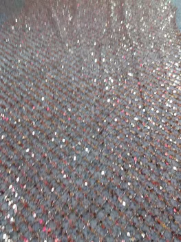 

New style gold color French net lace fabric with sequins African net lace fabric high quality for party dress