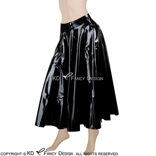 

Black Sexy Mini Latex Pleated Skirt With Front Open And Buttons Short Rubber Skirt Bottoms Uniform DQ-0007