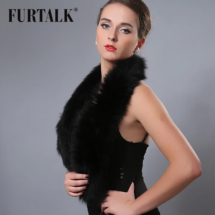 Furtalk шарф из лисьего меха женский модный цвета градиент 110*15 см теплая мягкая