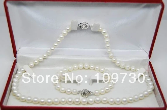 

Jewelry 00603 Natural 9-10MM AAA white pearl jewelry sets(Necklace&bracelet&Earring) (A0423)