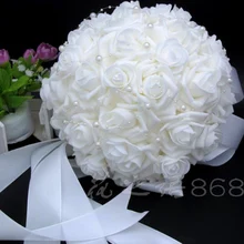 Романтический свадебный Роза для подружки невесты с жемчужинами Искусственные цветы Свадебные букеты ручной работы