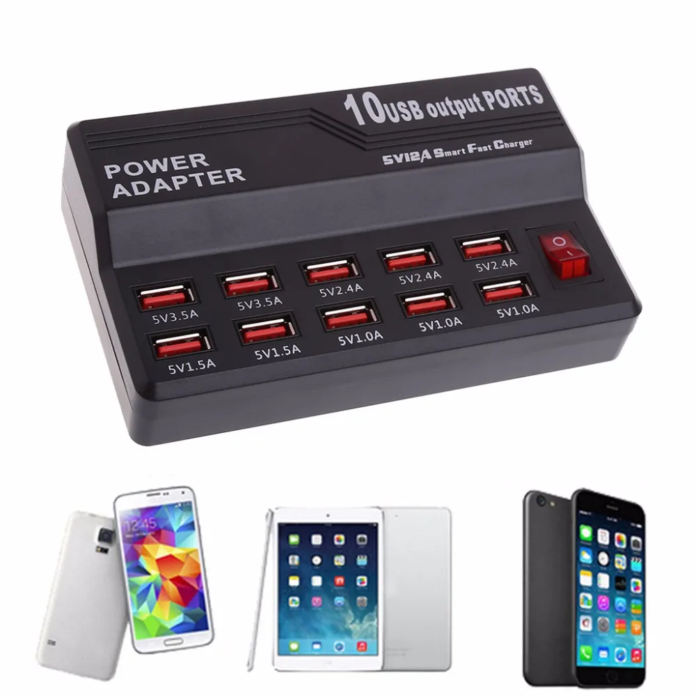 10 USB Port Hub Fast Charging Station Wall Travel Desktop Charger Power Adapter 10 USB Port Hub Fast Charging Station Wall Travel Desktop Charger Power Adapter