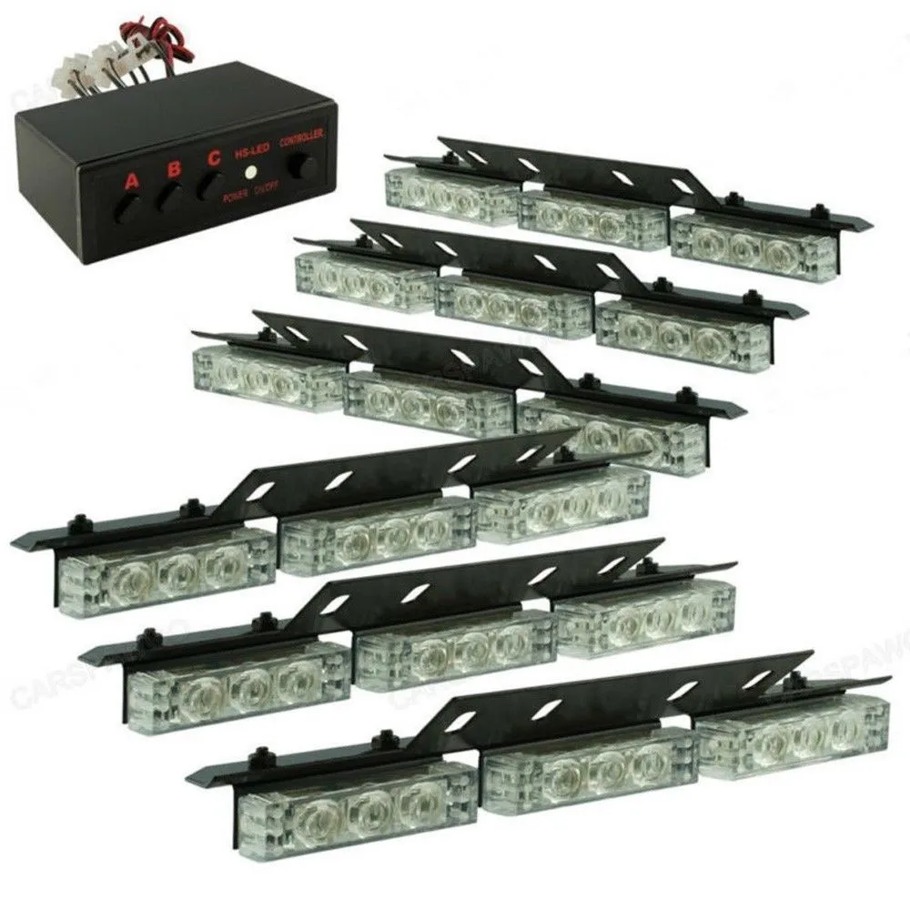 

6 X 9LED Emergency Car Boat Bar Blue Amber Strobe Light 3 Flashing Modes 54 LED Warning Lamp Yellow
