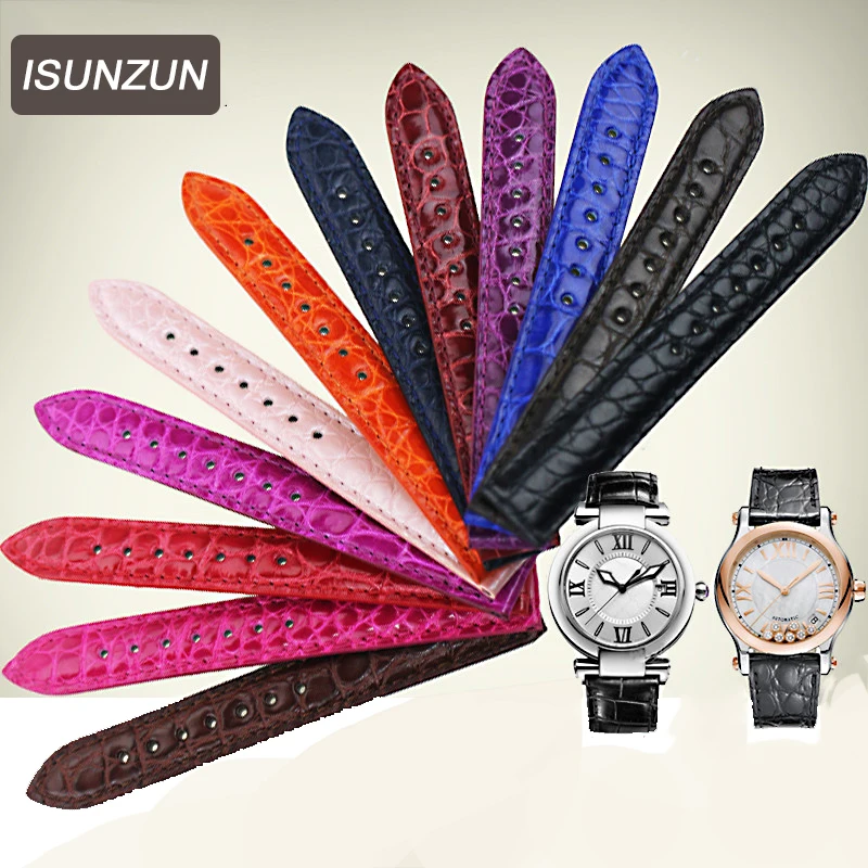 Пользовательские цвета Аллигатор крокодиловая кожа, женские часы ремни для Chopard ремень браслет для часов 14 15 17 18 19 20 мм