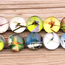 60 шт/лот смешанные стили новая симпатичная Стрекоза 18 мм Оснастки серебряные стеклянные часы с серебряной застежкой ювелирные изделия