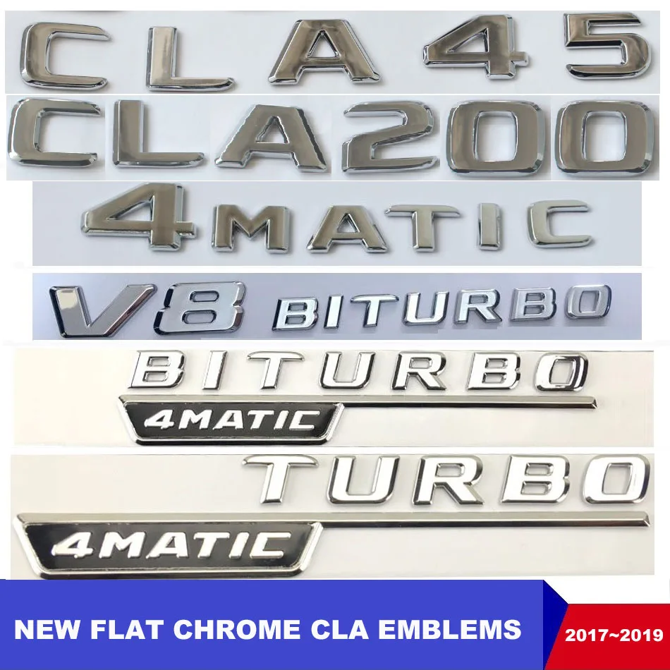 Плоский хром CLA180 CLA200 CLA220 CLA250 CLA45 эмблема значок Авто C117 CLA эмблема наклейки Turbo логотип для Mercedes Benz AMG