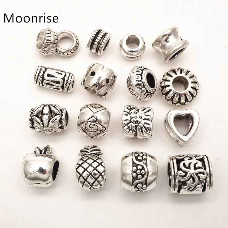 

20Pcs Bali Style Tibetan Silver Metal Alloy Spacer Beads Large Hole Beads For DIY Jewelry Making Handmade Bracelets Accessories