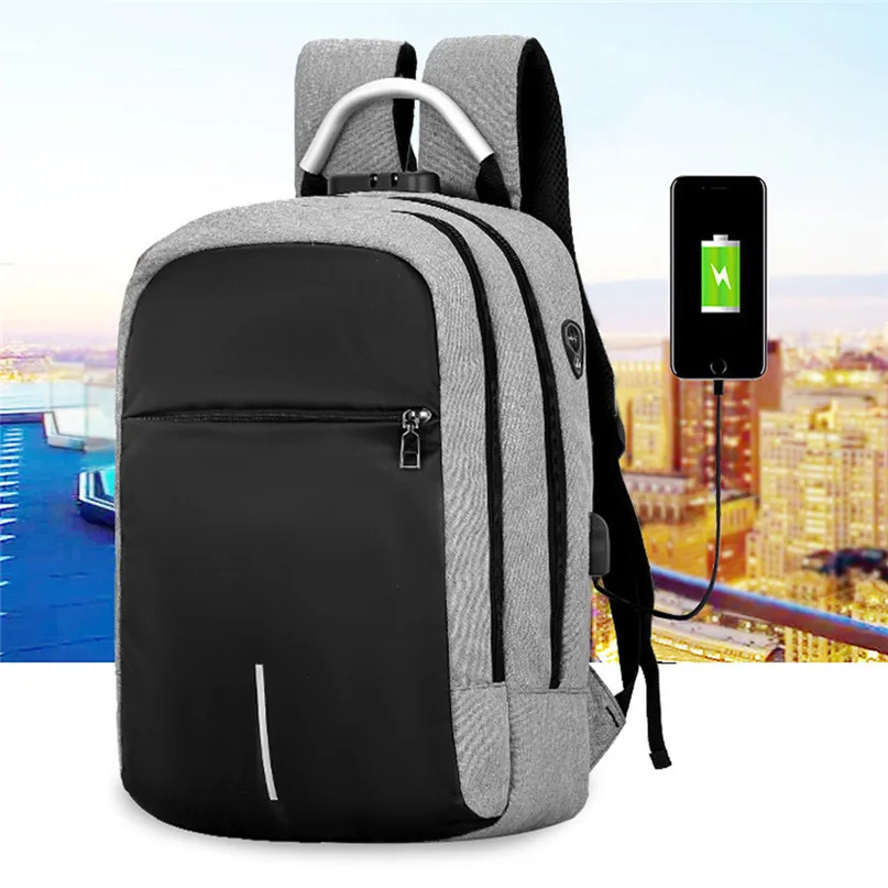 Sports Bag Outdoor USB Charge Camping Hiking Backpack Lock Shoulder Business Travel Bag Code Lock Anti-Theft Backpack #2D04 (19)