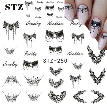 STZ 1 Sheets DIY Black Necklace  Jewelry Design Fashion Water Transfer Sticker Nail Art Decals Manicure Styling Tools STZ249-251