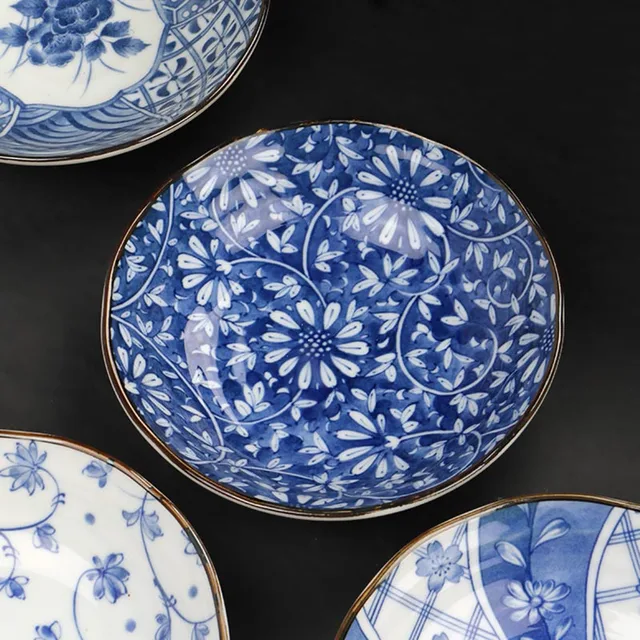 8 inch Vintage Japanese Tableware Home Ceramic Blue and White Porcelain