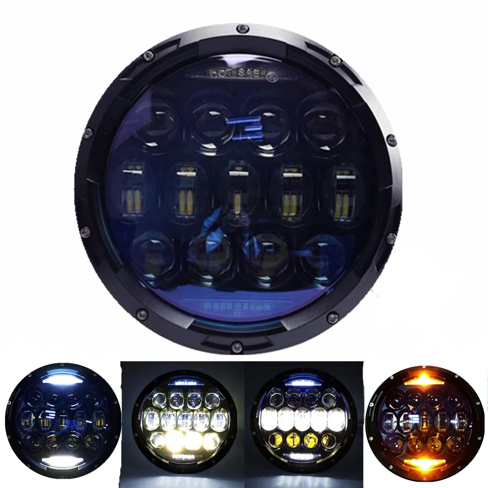 7 inch Round Motorcycle LED Headlight For Harley DRL with white Halo