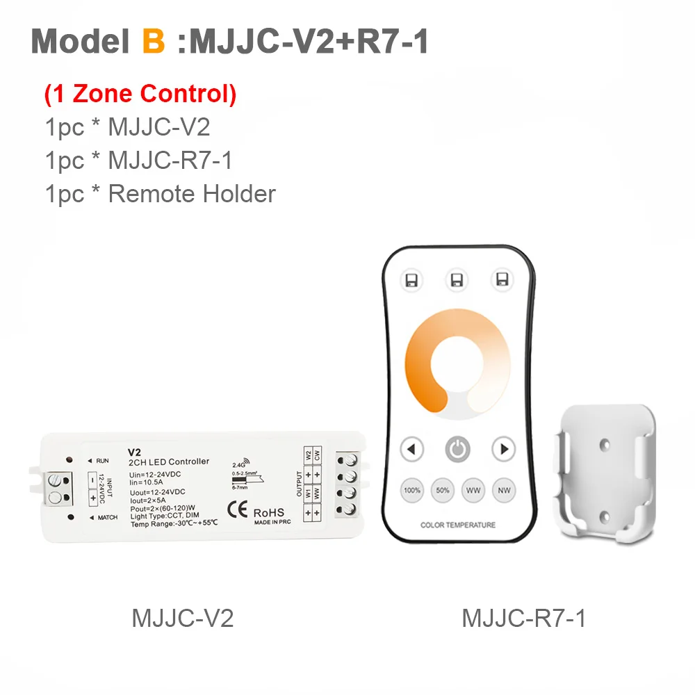 12V Светодиодный контроллер CCT 2CH RF беспроводной пульт дистанционного управления 2,4G 10A 24V DC 12V умный Wifi диммер для двух белых одноцветных светодиодных лент светильник - Цвет: Model B