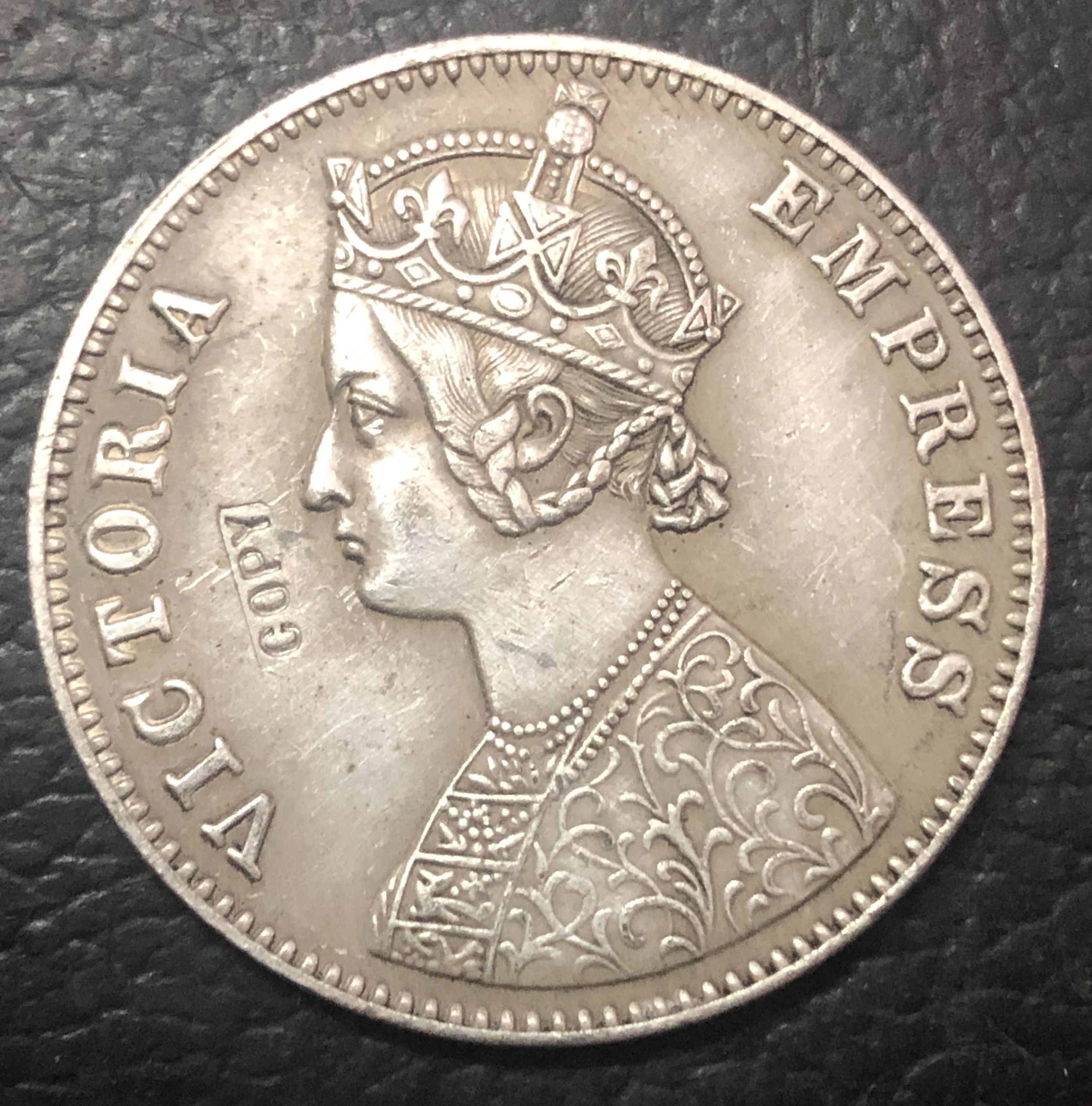 

1886 B INDIAN - British 1 Rupee - Victoria Empress Coin Copy
