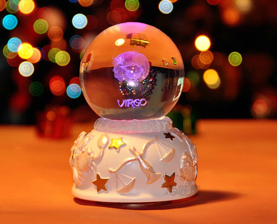 Креативная 12 Созвездие светящаяся музыкальная шкатулка в виде хрустального шара вращающаяся музыкальная шкатулка для мальчиков и девочек подарок на день рождения