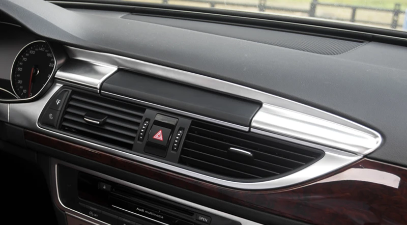 3pcs Car Dashboard Navigation Frame Trim Strip Stainless Steel Styling Interior Accessories 3D Sticker for Audi A6 C7 12-17 (8)