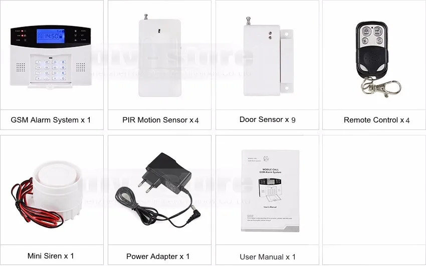 Diysecur Беспроводной gsm злоумышленник дома безопасности Системы 850/900/1800/1900 мГц Дистанционное управление движения PIR двери Сенсор siren