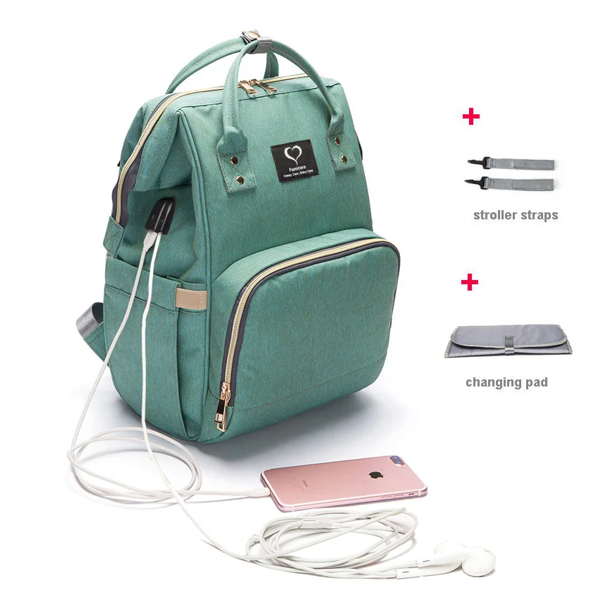 Kopen Luiertas Rugzak Usb Oortelefoon Interface Luiertas Waterdichte Moederschap Reizen Designer Verpleging Tas Babyverzorging Wandelwagen Zak