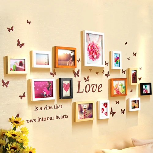 Photos of wall photo wall wood fashion photo frame wall stickers