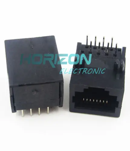 

10PCS Black RJ45 8P8C Jack Modules PCB Mount Network Internet Connectors