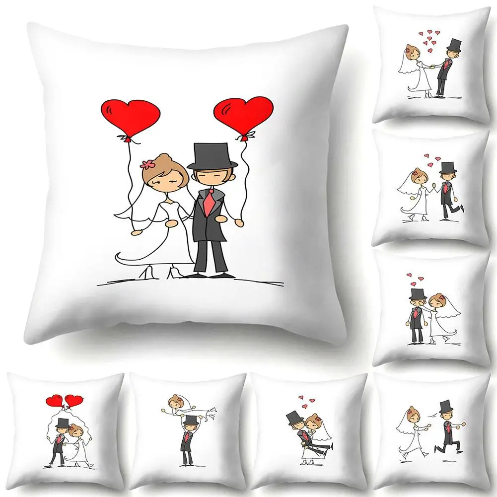 

30# 2019 Creative Love Wedding Bride Groom Design Pillow Case Cushion Cover Sofa Car Bedroom Decoration