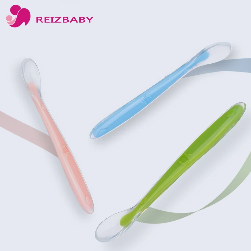 Brand High Quality 2pc/set Baby Spoon Soft Silicone Spoon Head Non slip