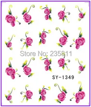 

1X Water Transfers Stickers Nail Decals Stickers Water Decal Red Flower SY1349