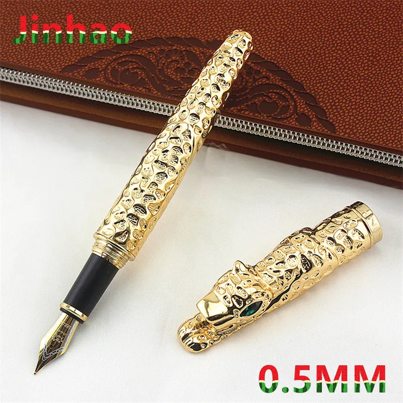 Новинка Jinhao Leopard Cheetah полностью Металлическая Золотая авторучка роскошный изысканный Расширенный подарочная ручка для бизнеса офиса