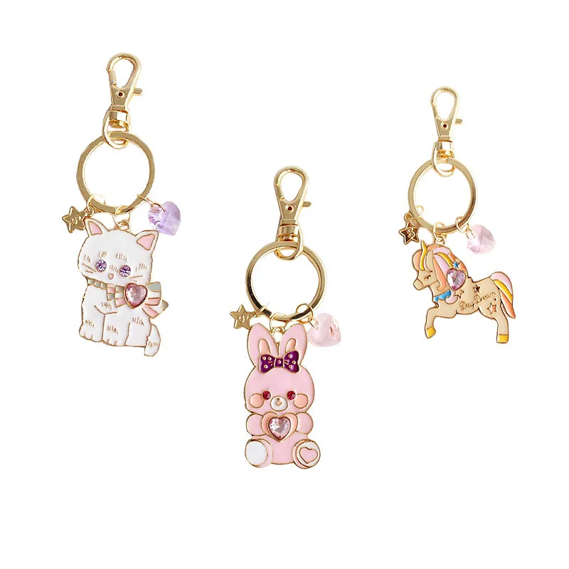 

SANSUMMER 2018 New Style Fashionable Alloy Drops Lovely Animals Cats Rabbits Trojan Horses Keychains Romantic Accessories 5892