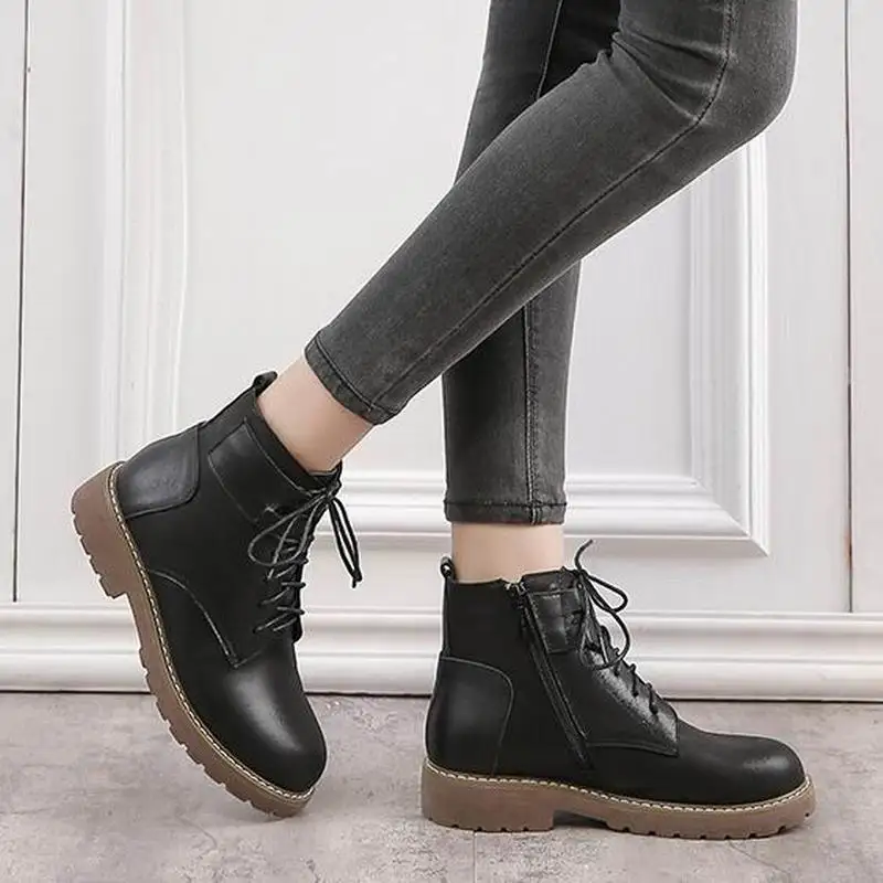 Chaussures La Black Femmes Fur De Fur Green En Cheville Véritable Dentelle Jusqu'à With dark Neige Femme Cuir Gktinoo D'hiver Bottes Fourrure Chaud kXZuOPTi