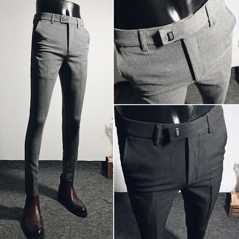 

Mens Slim Fit Casual Suit Pants Skinny Pants Korean Business Trousers Pant X22