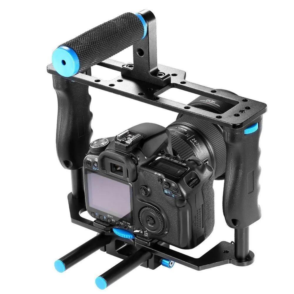  Neewer Aluminum Alloy Camera Video Cage Film Movie Making Kit:Video Cage+Handle Grip+Rod for Canon5