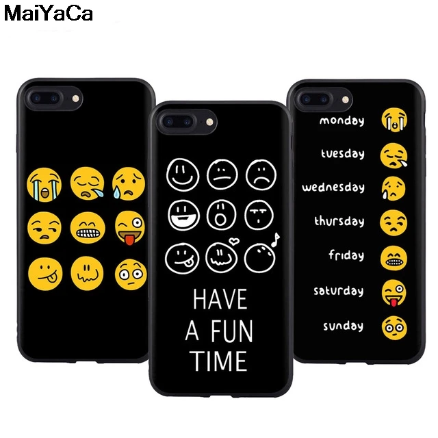 MaiYaCa Забавный смайлик лицо эмодзи для iphone 4S SE 5C 5S 6S 8 Plus X XR XS MAX черный мягкий чехол