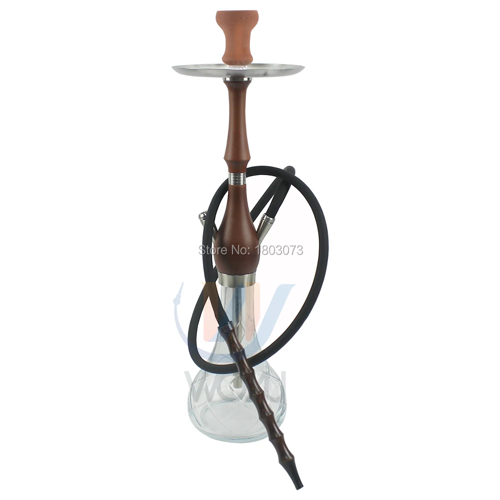 

single hose wooden handle silicone pipe wood hookah wooden chicha clay bowl smoking accessories narguile tobacco hookah