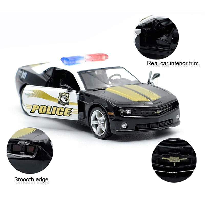 RMZ CITY 1:36 Chevrolet Camaro Police Toy Car Sports Car Alloy Diecast Car Model Toy With Pull Back For Kids Gifts Toy Collect