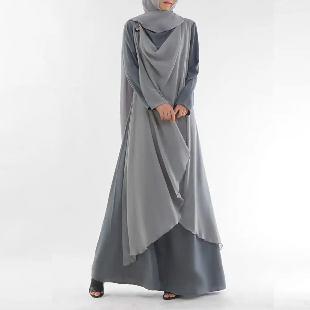 Кафтан марокканское мусульманское платье Vestidos кафтан Marocain Бангладеш Турция Рамадан халат Musulmane Longue арабский абайя Дубай платье - Цвет: Серый