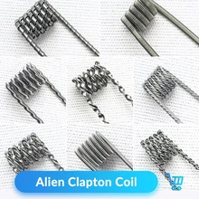 Volcanee 10 намоток Alien Clapton Flat Twisted Fused Clapton с сопротивлением Quad Тигр нагревательная проволока Vape сопротивление готовых предварительно оборудованная катушка катушки