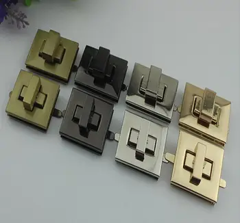 

(50 PCS/lot) 4 color square twist lock diy high-grade metal plating decorative handbags hardware accessories