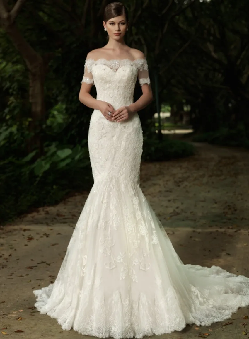 Yw 010 Amazing Slim Fit Off Shoulder Lace Mermaid Wedding Dresses