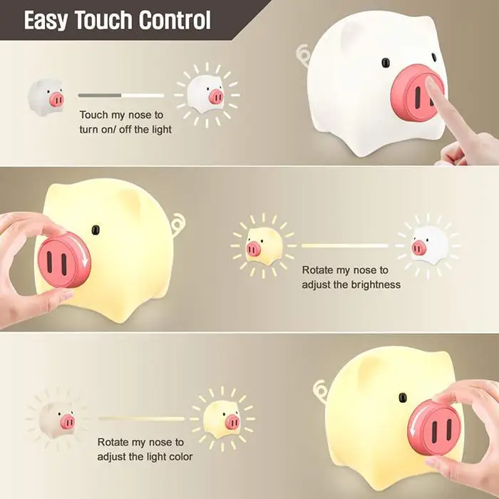 Мультфильм форма свиньи светодиодный настольная лампа творческий USB 1 DC3.5 Спальня, стол, общежитии зарядки ночник