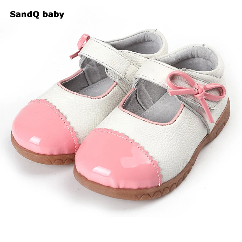 

2020 New Children Shoes Girls Genuine Leather Single Shoes Patchwork Bowknot Princess Flats Baby Soft Sole Toddler Shoes