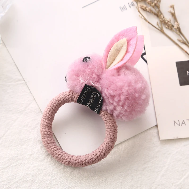 Трехмерные плюшевые эластичные повязки для волос в виде кролика девочек милые