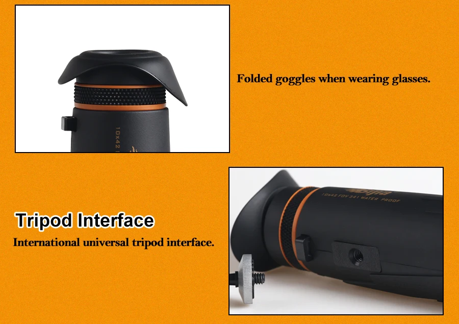 Bijia 10x42 monocular telescópio totalmente revestido óptica