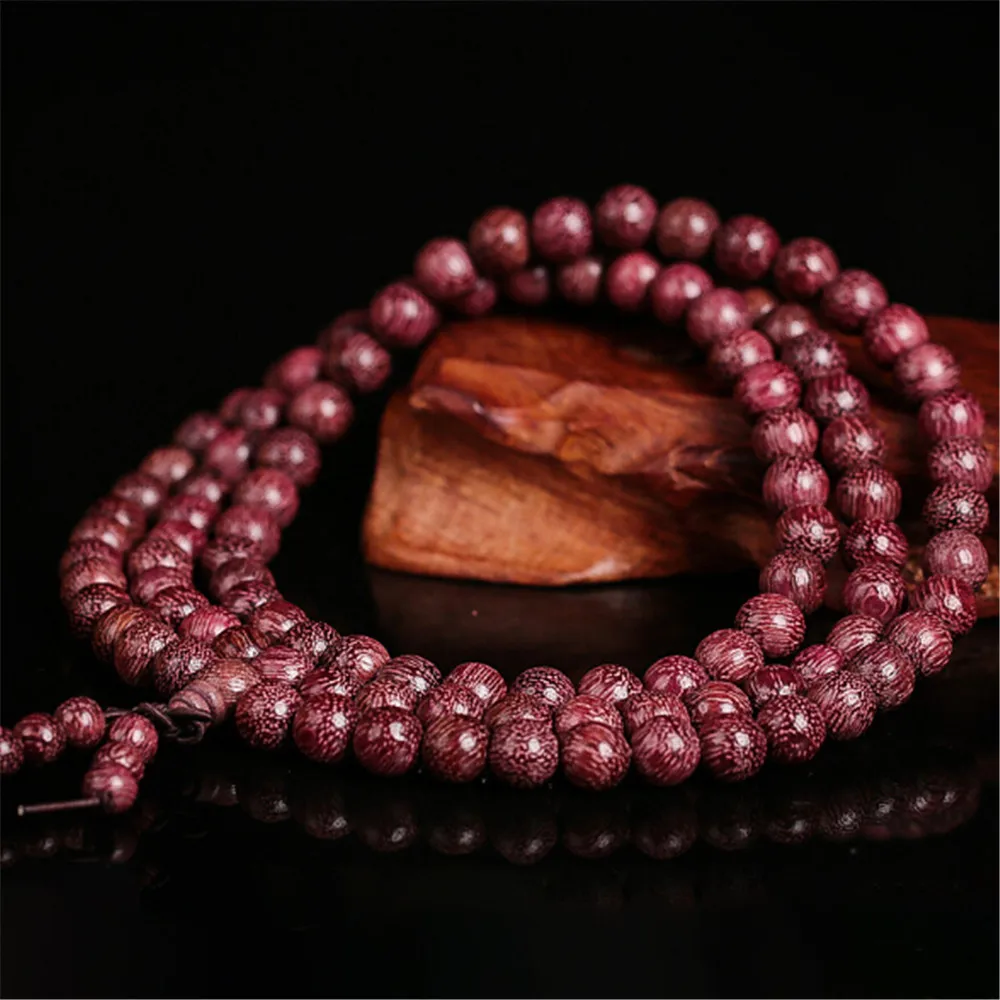 

Wholesale 10pcs 6-10mm Natural Brazil Violet 108 Beads Bracelet Rose Sandalwood Purple Hematoxylin Prayer 108 Mala Meditation